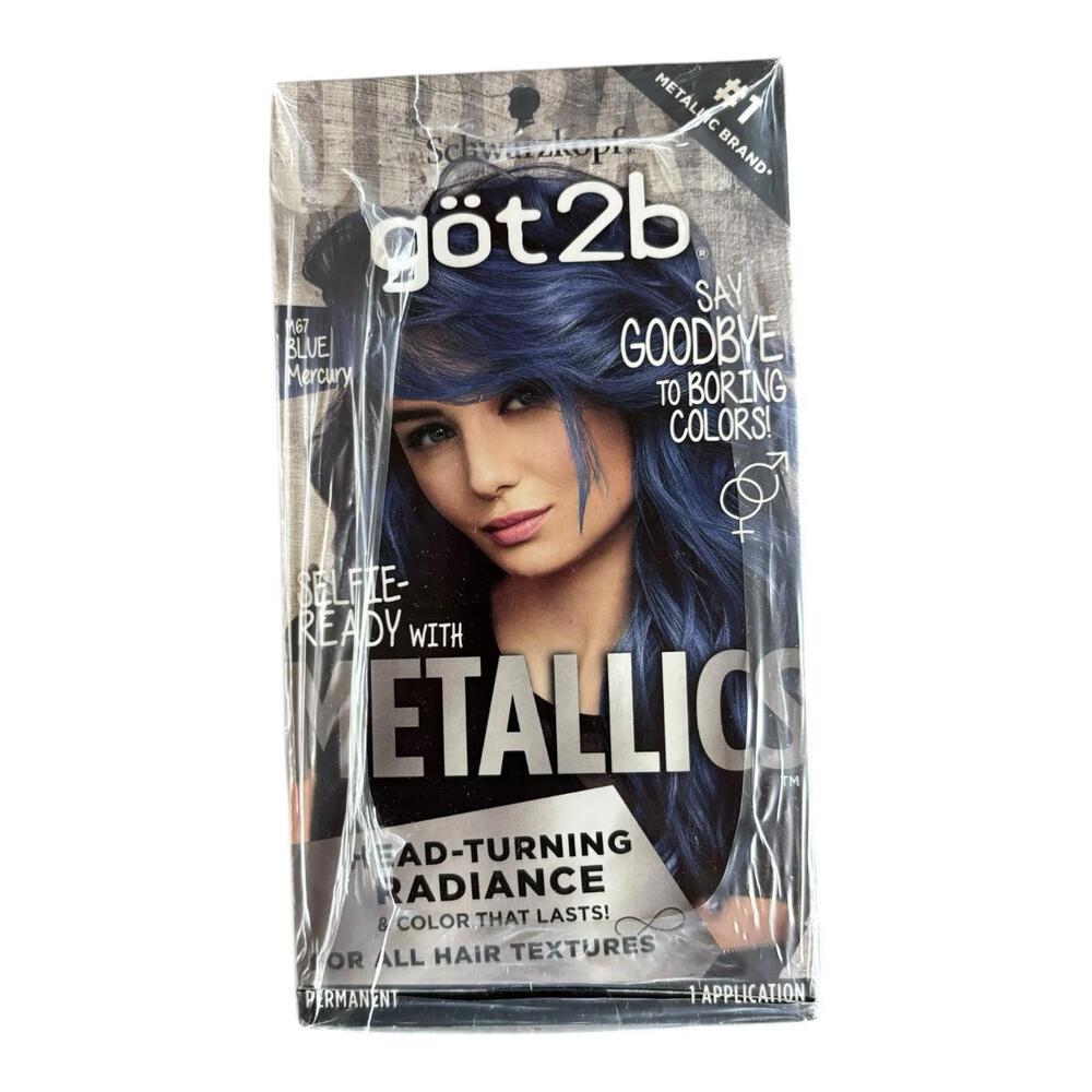3 Pack Of Schwarzkopf Got2b Metallics Permanent Color Kit #M67 BLUE MERCURY